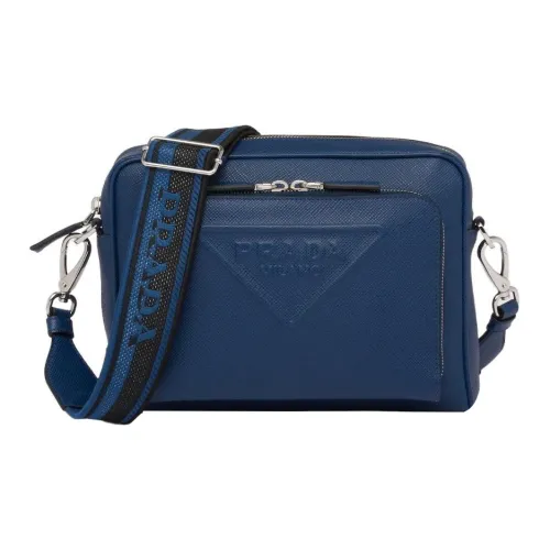 PRADA Saffiano Leather Messenger Bag Crossbody Bag Shoulder Bag Men's Dark Purple Blue