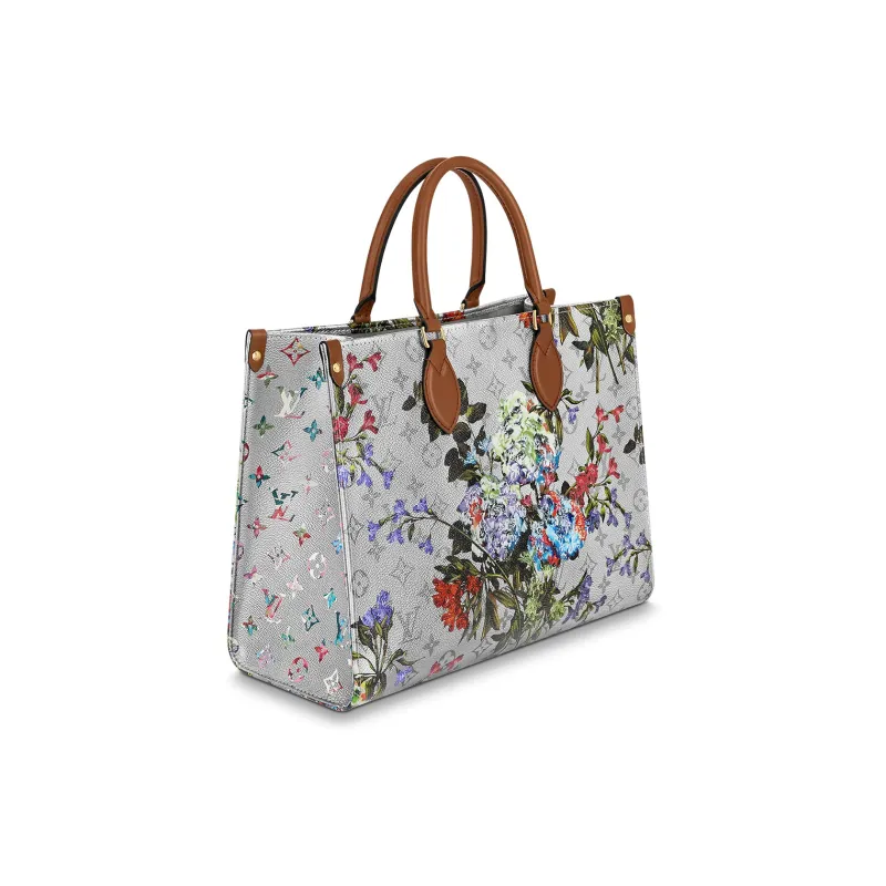 LOUIS VUITTON OnTheGo Mm Floral Pattern Silver-1