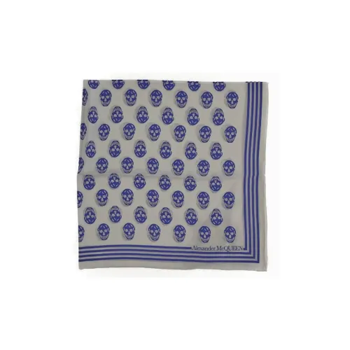 Alexander McQueen Silk Scarves Unisex White/Blue