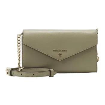 MICHAEL KORS Jet Set Leather Envelope Bag Shoulder Bag Crossbody Bag Large Size Women's Light Green