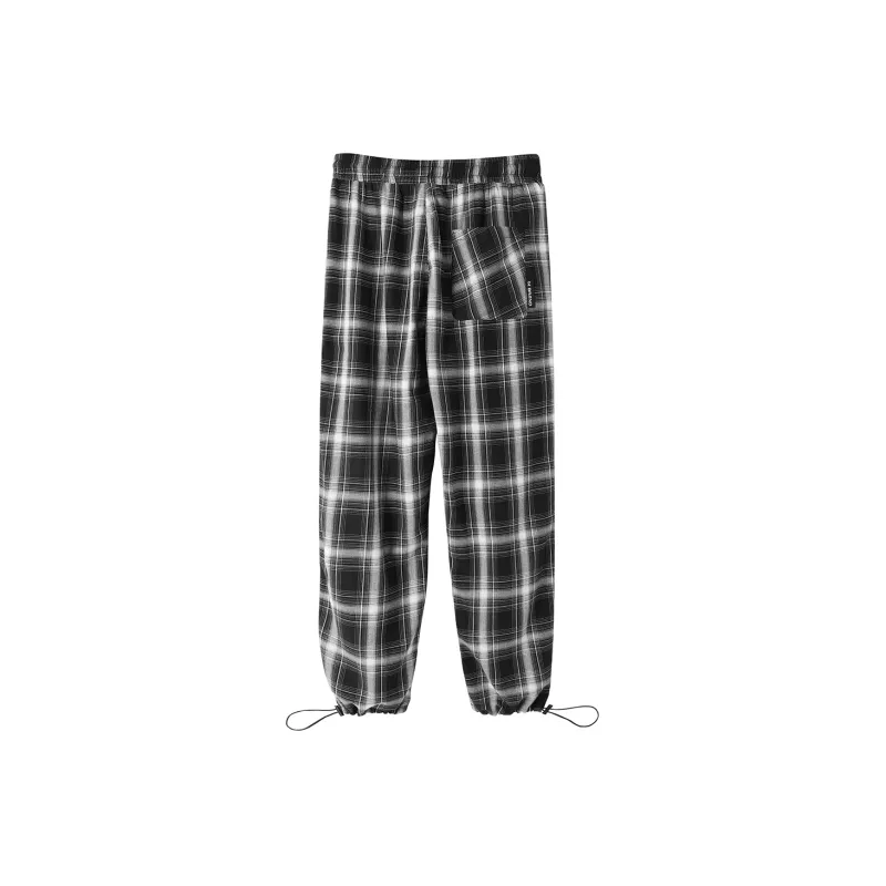 BIRDTALK Knitted Sweatpants Unisex Black White Plaid-1
