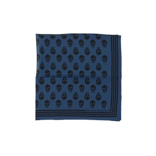 Alexander McQueen Silk Scarves Unisex Blue