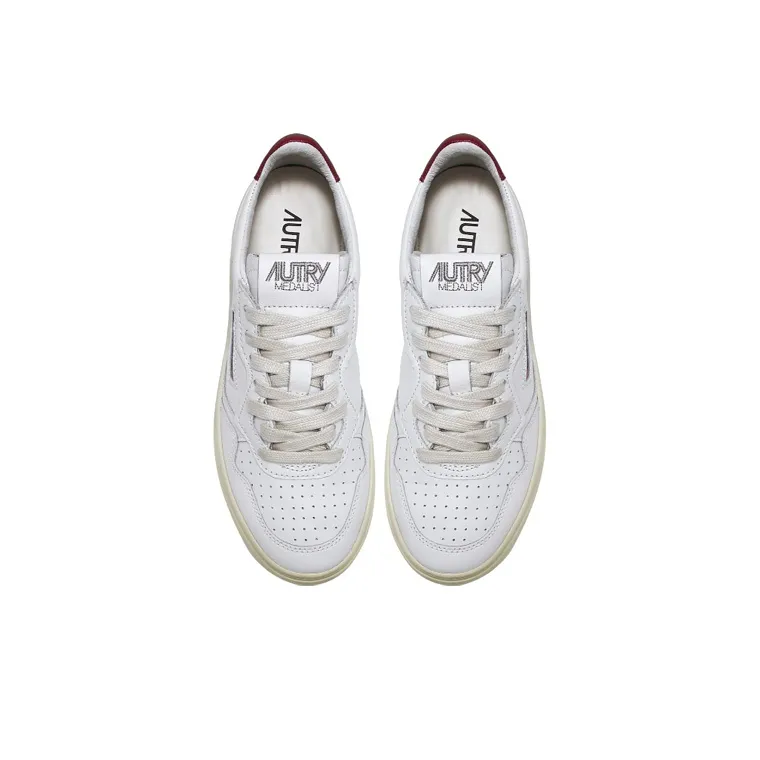 AUTRY Medalist Leather Low White Bordeaux Women's-2