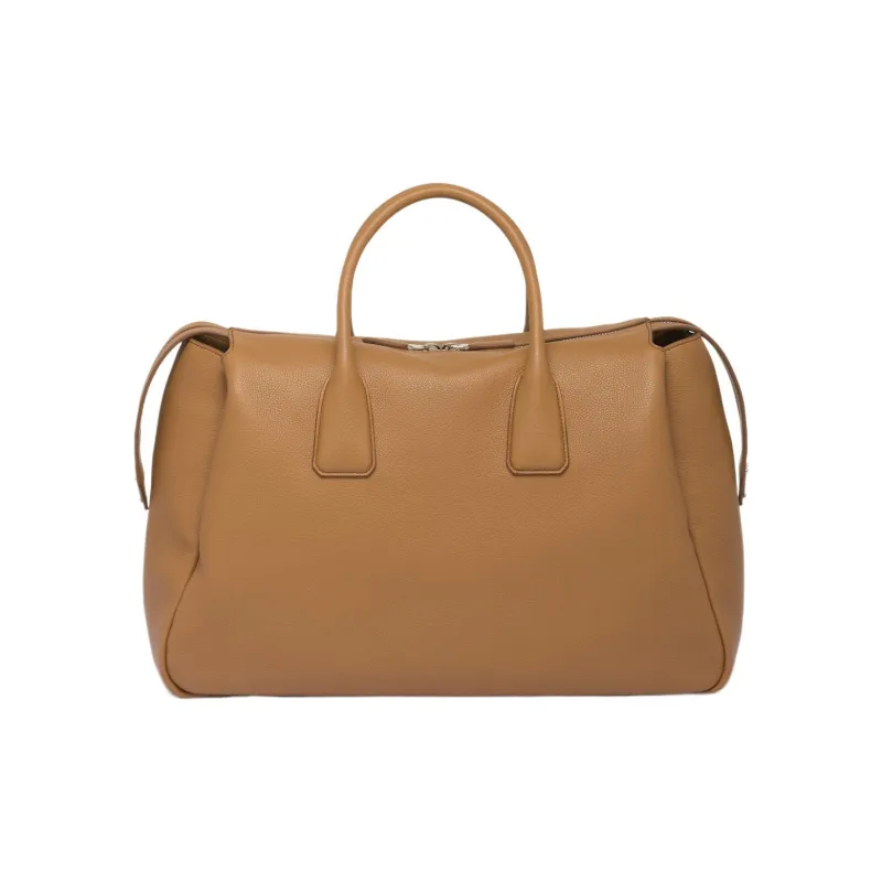 PRADA Leather Portable Travel Bag Men's Caramel-1