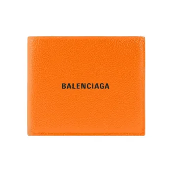 Balenciaga Cash Square 8 Card Slot 2 Bill Compartments Folded Wallet Orange/Black