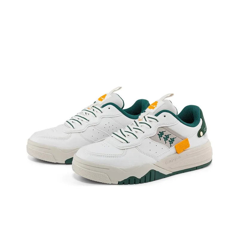 Kappa Wear Resistant Low Top Skateboard Shoes Unisex White Gray Green-2