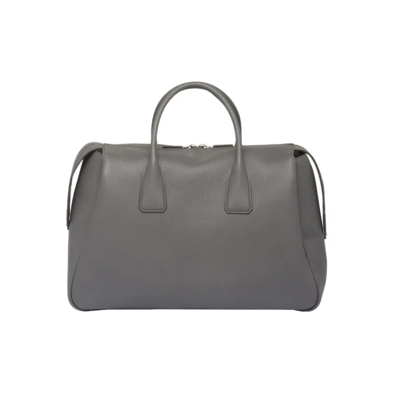 PRADA Leather Portable Travel Bag Men's Gray-1