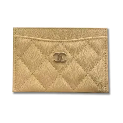 CHANEL Cow Leather Coin Purse Wallets Card Holders Women's Yellow