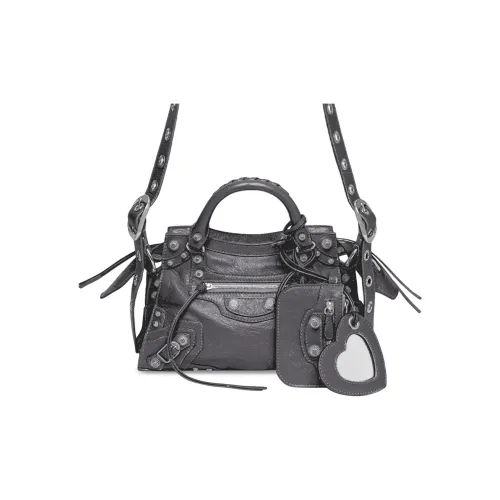 Balenciaga Neo Cagole Fine-Grained Sheepskin Shoulder Bag Crossbody Bag Handbag Extra Small Women's Dark Gray