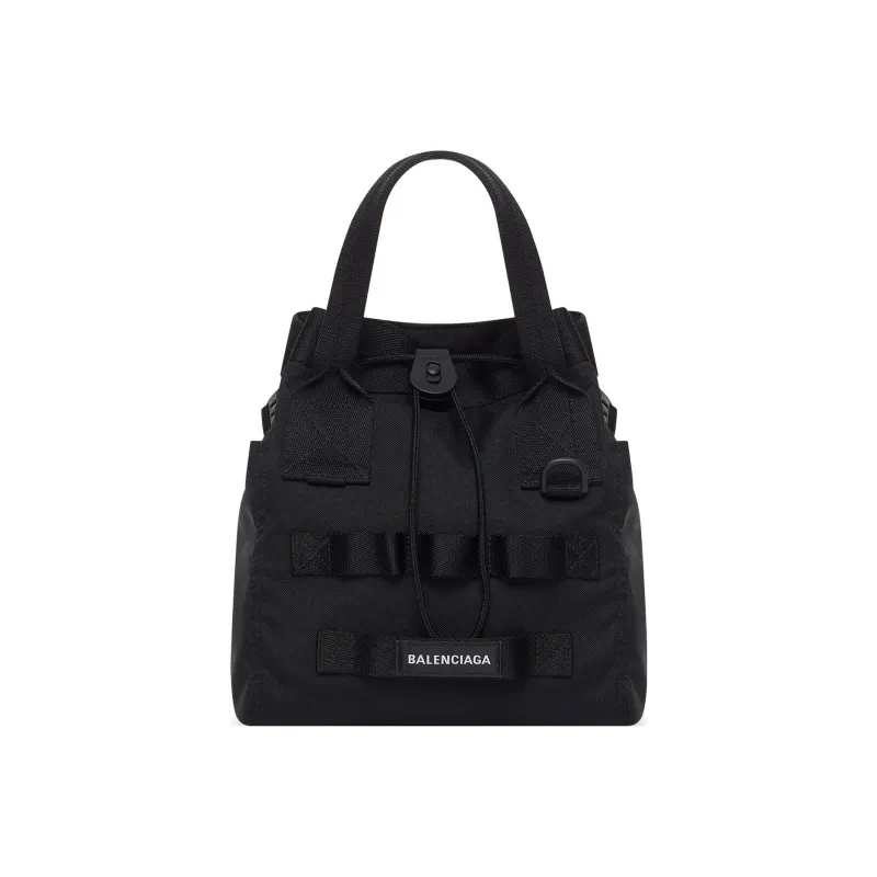 Balenciaga Army Nylon Tote Bag Shopping Bag Shoulder Bag Handbag Small Size Men's Black-0