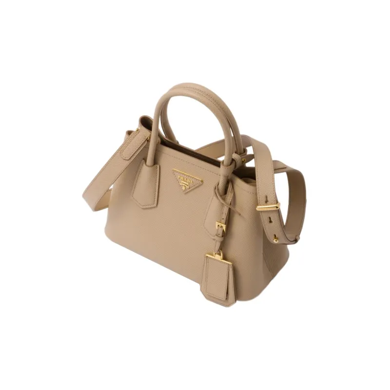PRADA Double Leather Tote Bag, Shopping Bag, Shoulder Bag, Crossbody Bag, Handbag Mini Women's Sand Yellow-2