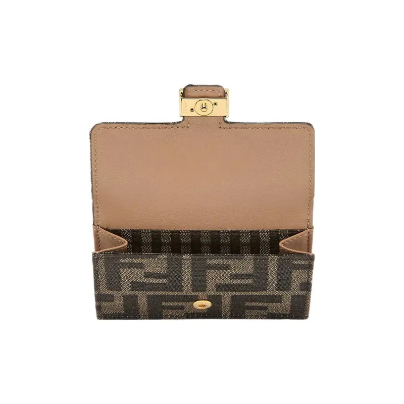 FENDI Baguette Fabric Card Holder Wallet Women's Brown-2