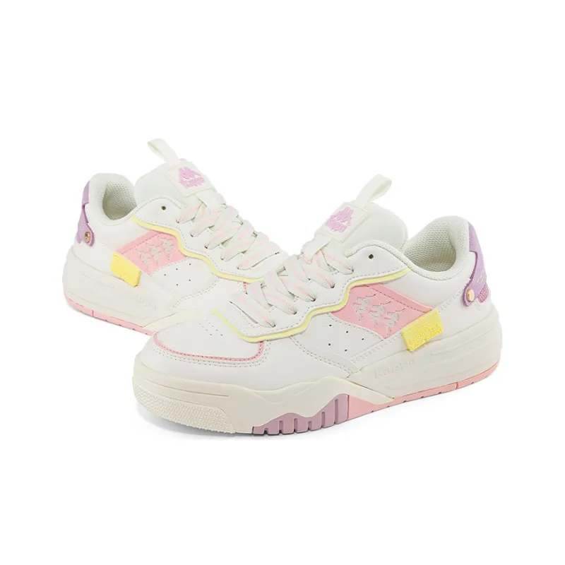 Kappa Low-Top Skateboard Shoes Women's White Pink-3