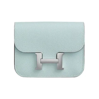 HERMES Constance Slim Epsom Calfskin Clutch Fanny Pack Wallet Women's T0 Bleu Brume Haze Blue