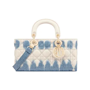 DIOR Lady D-JOY Denim Daisie Bag Tote Bag Shopping Bag Shoulder Bag Crossbody Bag Handbag Women's Milk White