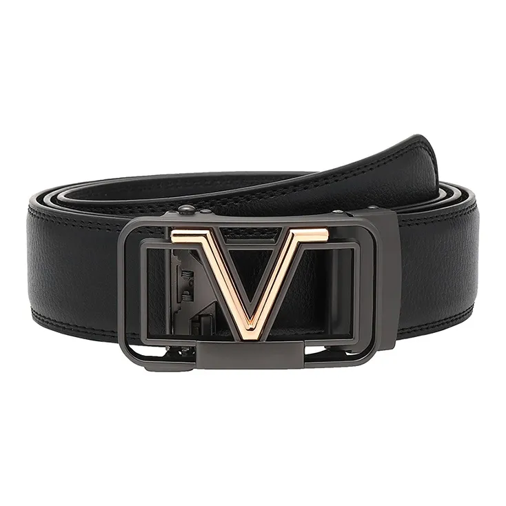 FREE RABBITⅡ V Shaped Letter Logo Dynamic Buckle Cow Leather Leather Belts Men's Width  3.5cm-3