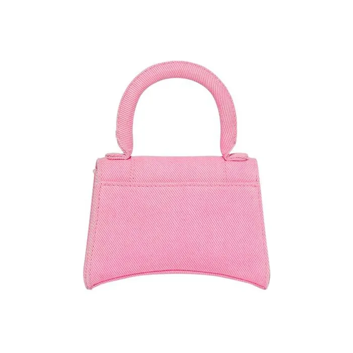 Balenciaga Hourglass Washable Denim Shoulder Bag Crossbody Bag Handbag Mini Women's Pink-1