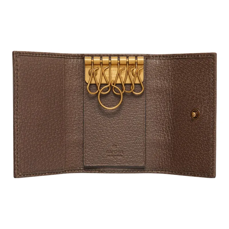 GUCCI Ophidia Canvas Leather Trim Key Pouch Women's-4
