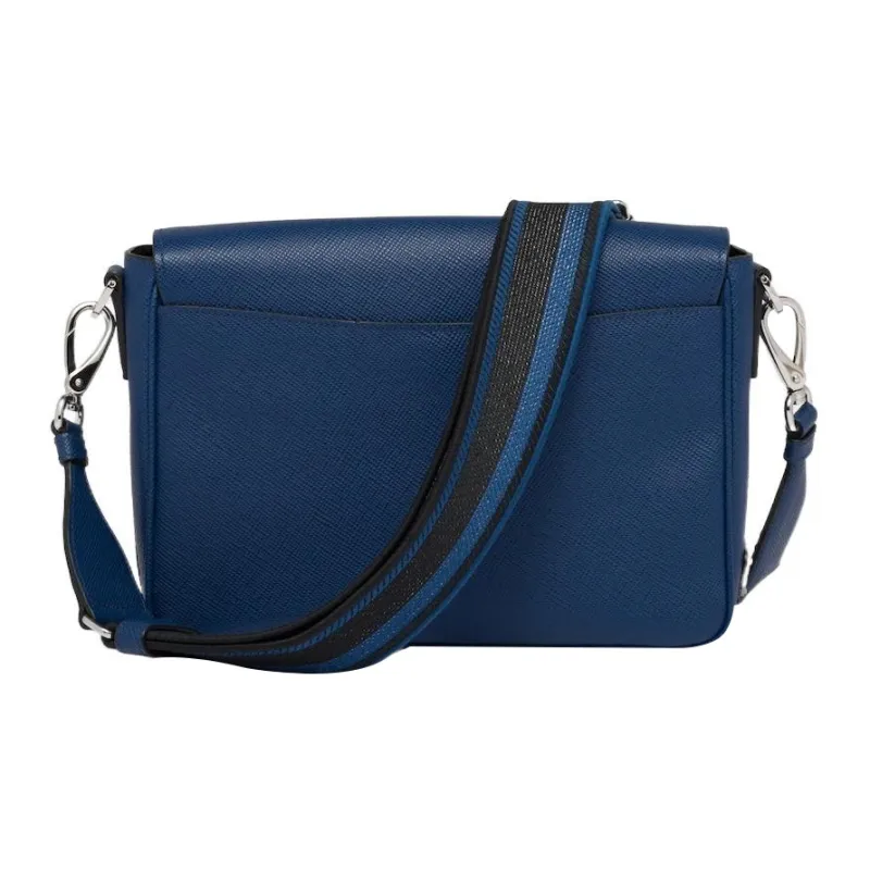 PRADA Saffiano Leather Messenger Bag Crossbody Bag Shoulder Bag Men's Dark Purple Blue-1