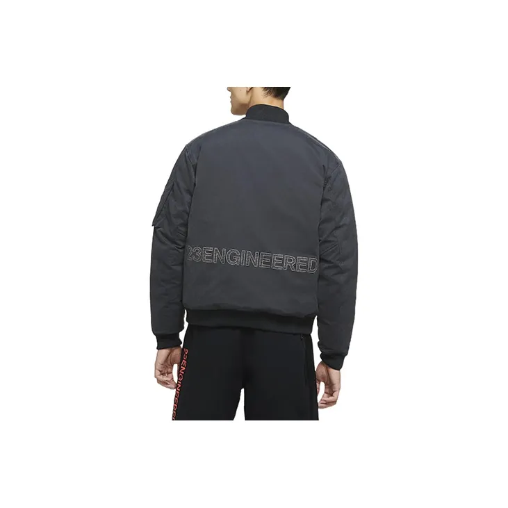 Jordan Solid Color Baseball Collar Down Jacket Men's Black-1