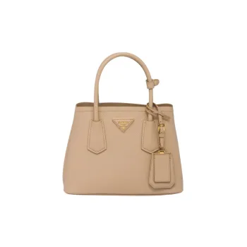 PRADA Double Leather Tote Bag Shopping Bag Shoulder Bag Crossbody Bag Handbag Mini Women's Sand Yellow