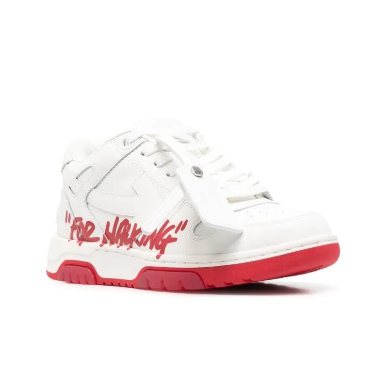 OFF WHITE Out Of Office 'OOO' Low Tops For Walking White White Red SS22-1
