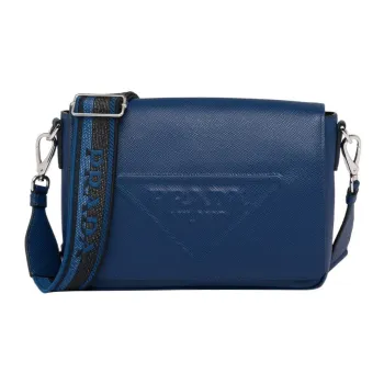 PRADA Saffiano Leather Messenger Bag Crossbody Bag Shoulder Bag Men's Dark Purple Blue