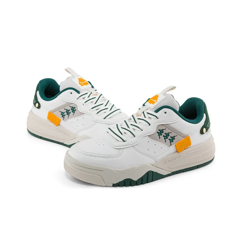 Kappa Wear Resistant Low Top Skateboard Shoes Unisex White Gray Green-3