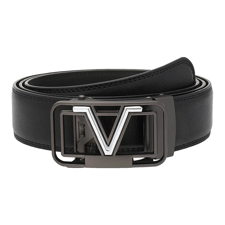 FREE RABBITⅡ V Shaped Letter Logo Dynamic Buckle Cow Leather Leather Belts Men's Width  3.5cm-0