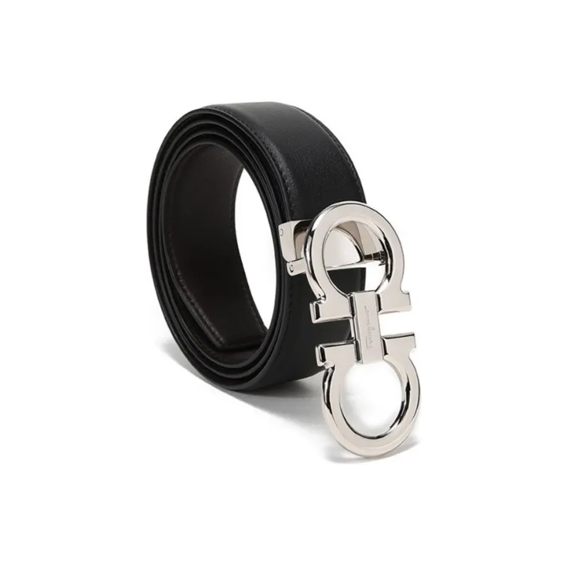 FERRAGAMO Cow Leather Belts Men's Brown/Black Color Width 3.5cm-2