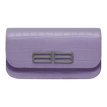 Balenciaga Gossip Cow Leather Wallet Women's Pink Purple
