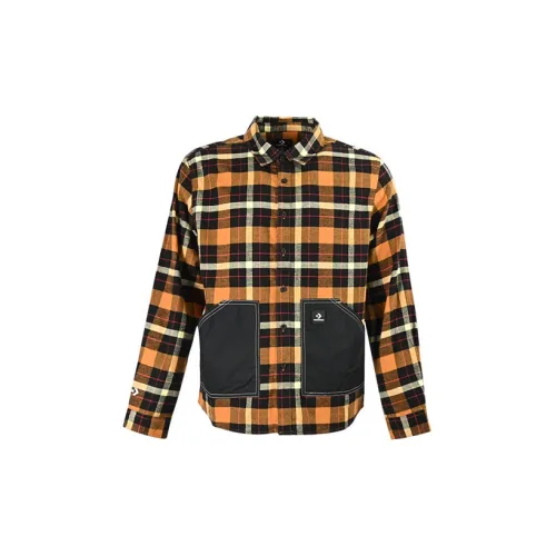 Converse Plaid Patchwork Woven Shirts Unisex Yellow