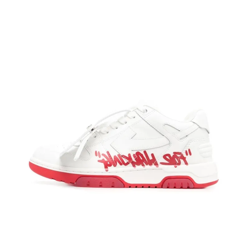 OFF WHITE Out Of Office 'OOO' Low Tops For Walking White White Red SS22-0