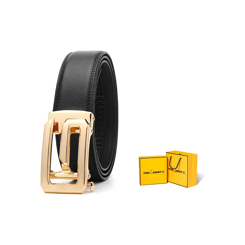 FREE RABBITⅡ Men's G Letter Automatic Buckle Cow Leather Belt Men's Width 3.5CM-3