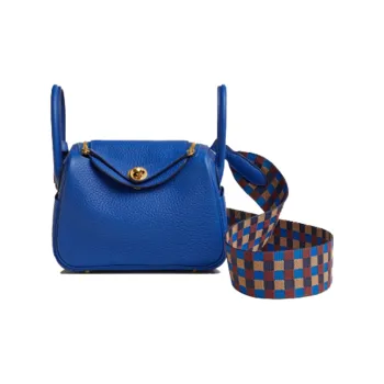 HERMES Lindy Calfskin Handbags Shoulder Bag Crossbody Bag Mini Women's Royal Blue/Billiard Blue/Cookie/Hermès Red