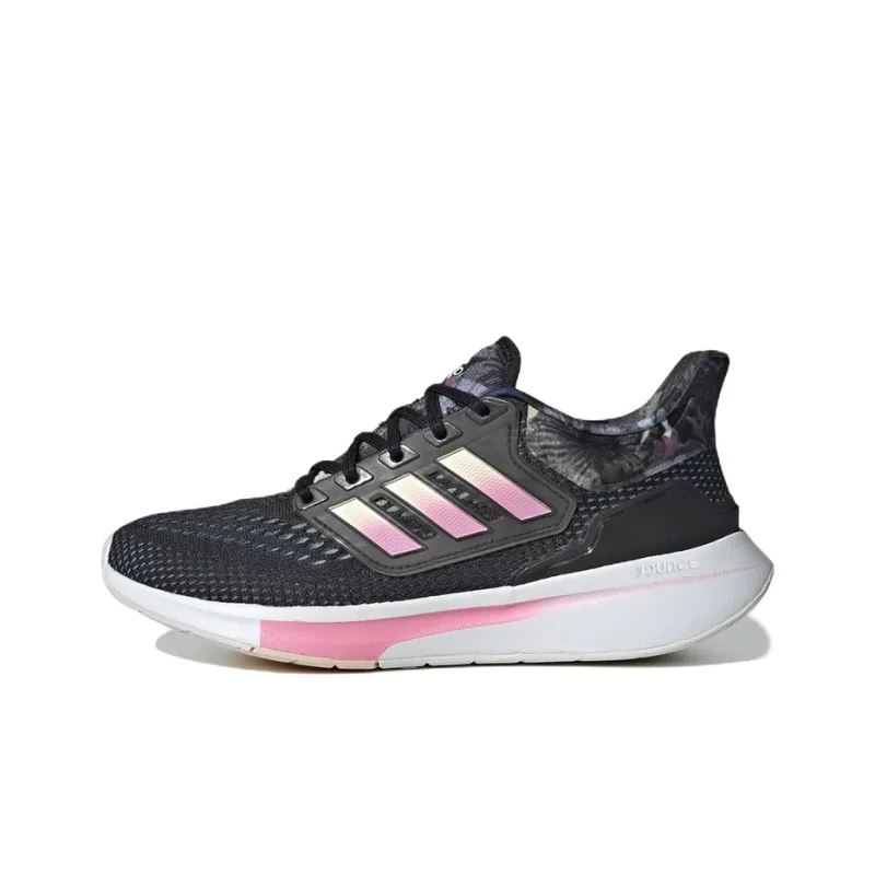 Adidas EQ21 Run Slip Resistant, Abrasion Resistant, Breathable Low Top Running Shoes Women's Black Pink-0