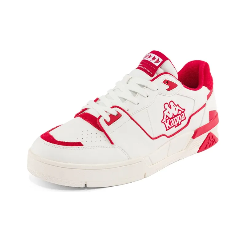 Kappa Wear Resistant Low Top Skateboard Shoes Unisex White Cherry Red-1