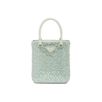 PRADA Fabric Tote Bag Shopping Bag Shoulder Bag Crossbody Bag Handbag Small Size Women's Aqua Green