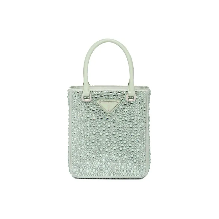 PRADA Fabric Tote Bag Shopping Bag Shoulder Bag Crossbody Bag Handbag Small Size Women's Aqua Green-0