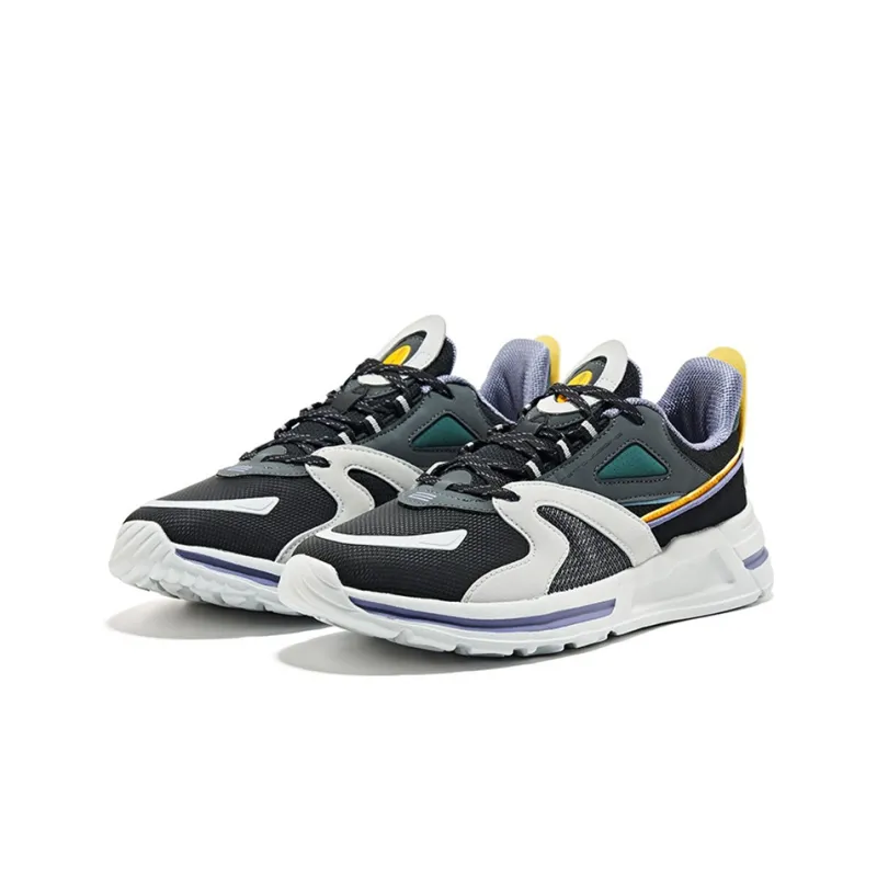 Erke Cushioned Anti Slip Wear Resistant Breathable Lightweight Low Top Running Shoes Men's Black Gray-1