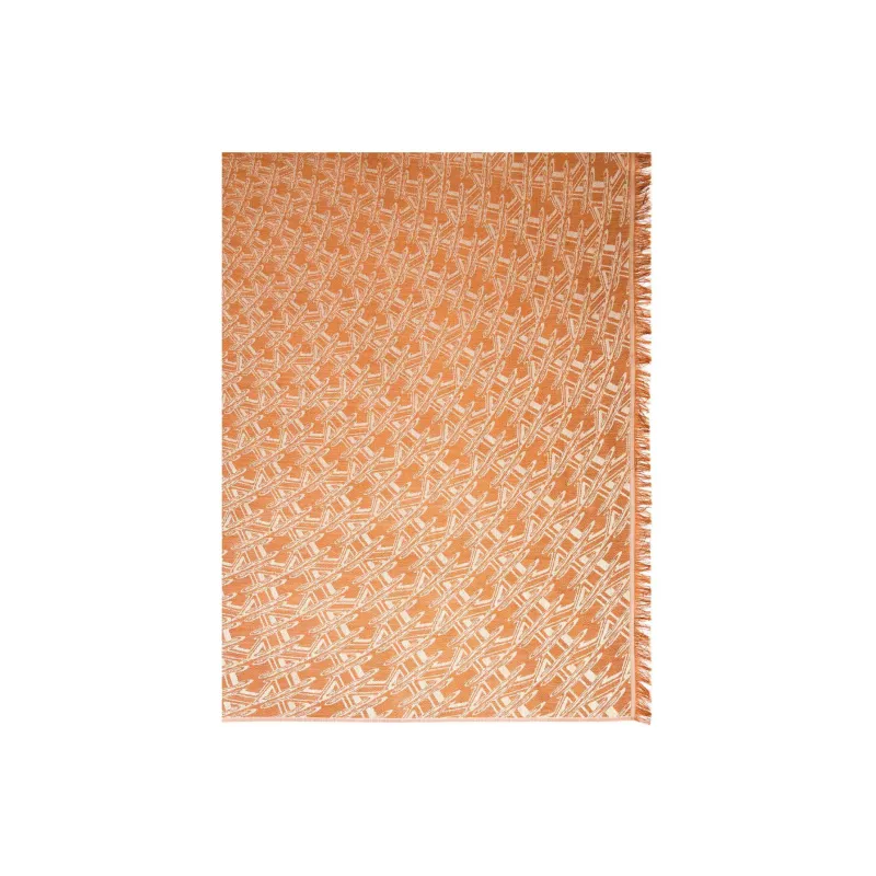 MaxMara Optical Effect Jacquard Frayed Edge Shawl-0