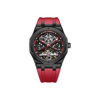 FAIRWHALE Pioneer Collection Automatic Mechanical Movement Rubber Strap Watch Men's Watches Red Watch Dial