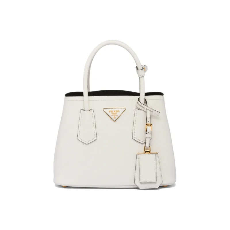 PRADA Double Leather Shoulder Bag Crossbody Bag Handbag Mini Women's White-0