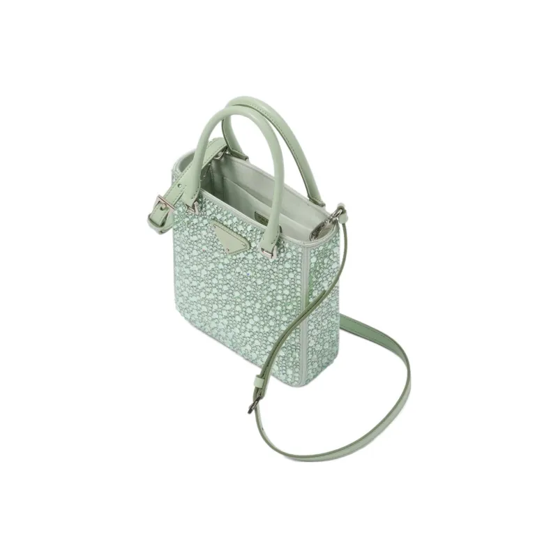 PRADA Fabric Tote Bag Shopping Bag Shoulder Bag Crossbody Bag Handbag Small Size Women's Aqua Green-1
