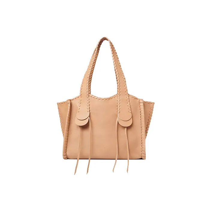 Chloe Mony Calfskin Tote Bag, Shopping Bag, Shoulder Bag, Handbag Tubas Women's Light Brown Umber-1