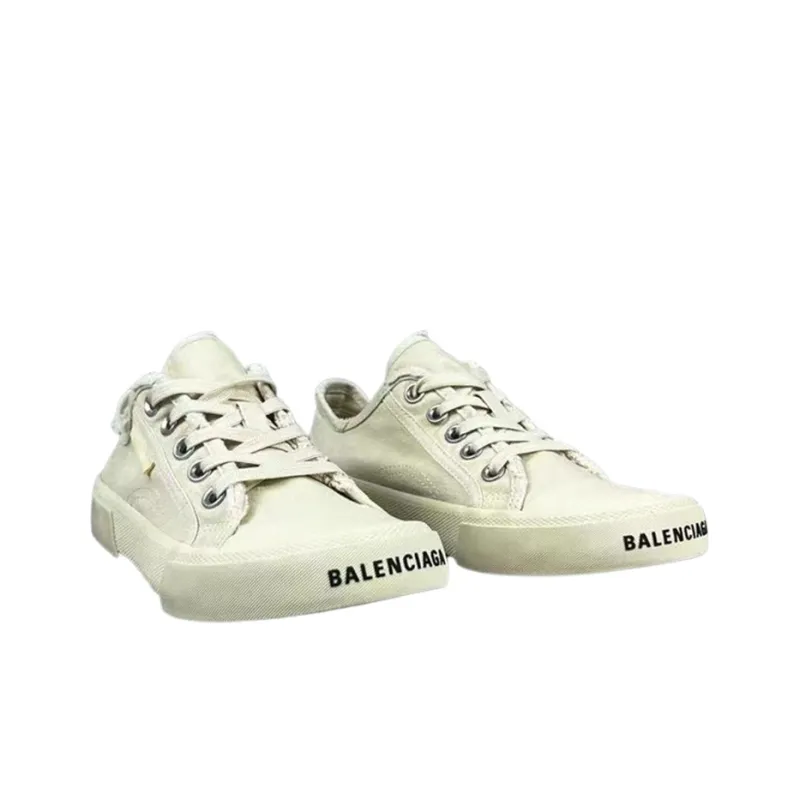 Balenciaga Paris Low Top Sneakers 'White Destroyed Cotton And White Rubber'-3