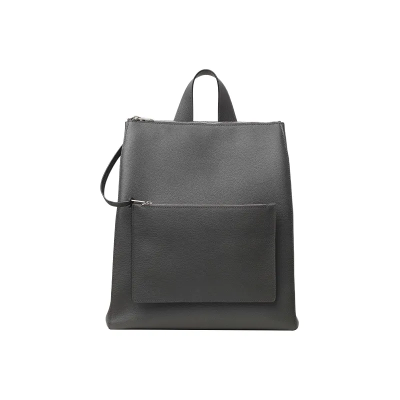 Valextra Cow Leather Backpack Unisex Smoky London Gray-0