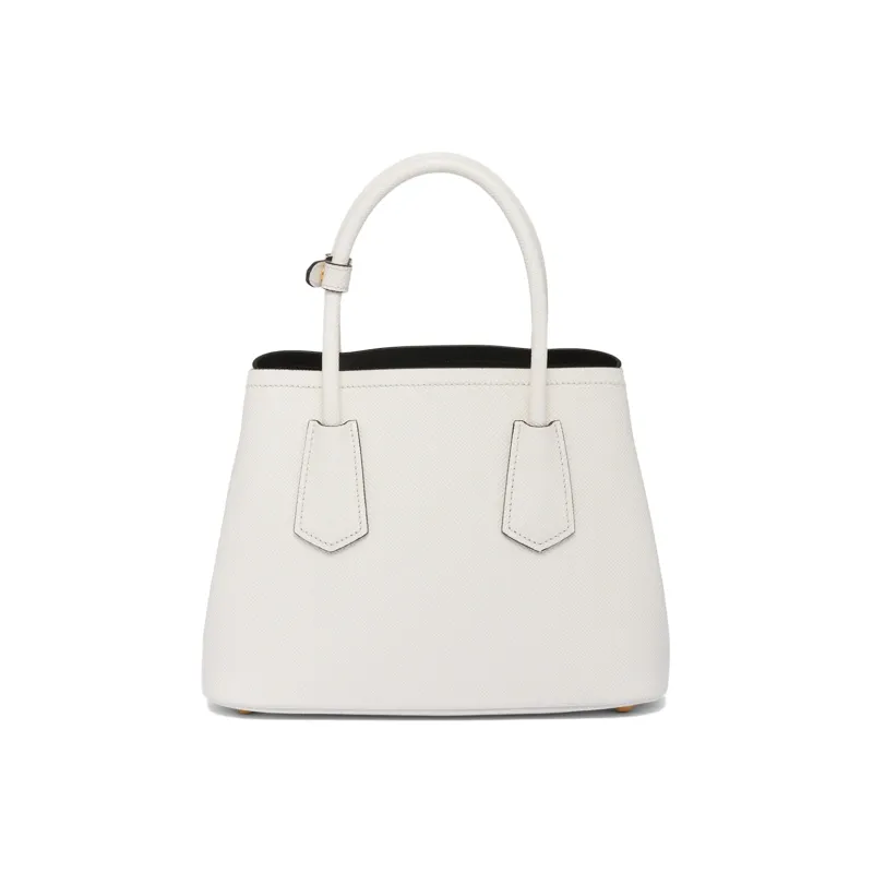 PRADA Double Leather Shoulder Bag Crossbody Bag Handbag Mini Women's White-1