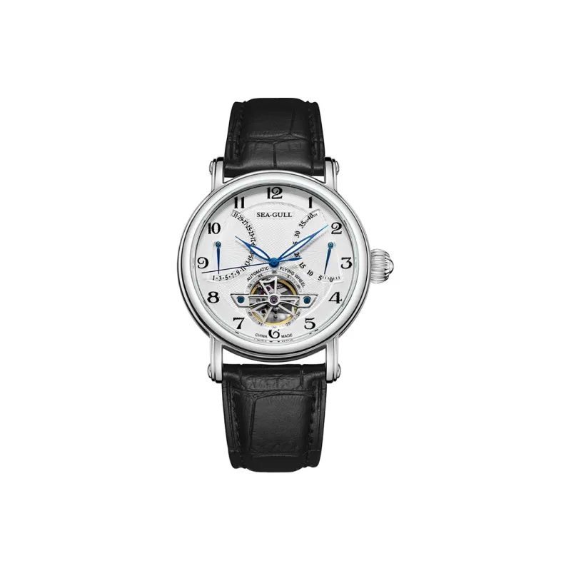 Sea Gull LE BRASSUS Automatic Mechanical Movement Cow Leather Strap Watch Men's Watches White Dial-0
