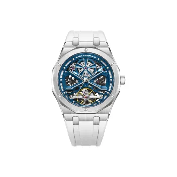FAIRWHALE Pioneer Collection Men's Watch Automatic Mechanical Movement Rubber Strap Watch Men's Watches Blue Dial
